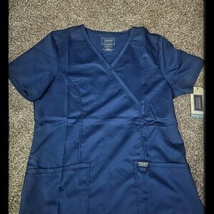 Cherokee Workwear Revolution Deep Blue Scrub Top.